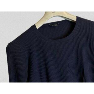 THEORY Knitted Wool Crewneck Pullover Ribbed High-Low Sweater Size Small/P